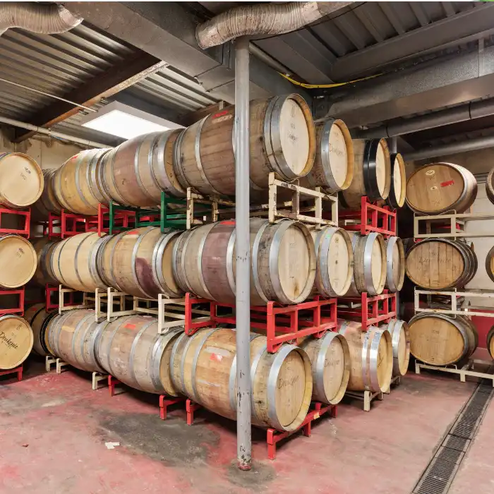 doukenie winery wine barrels